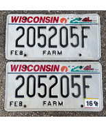 Wisconsin Expired 2016 Black on White Farm License Plate Set #205205F - £19.04 GBP