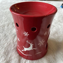 Yankee Candle Red Reindeer Snowflake Christmas Holiday Decor  Wax Warmer  - £8.83 GBP
