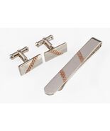 Posteriore Ballou Argento Sterling E 14k Oro Rosa Fermacravatta E Set Ge... - $13,975.46 MXN