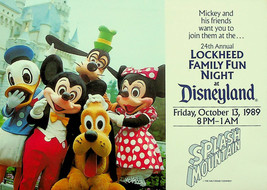 Disneyland Card 7&quot; x 5&quot; - Lockheed Family Fun Night - Oct 1989 - $13.09