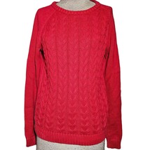 Red Cable Knit Cotton Sweater Size Small - £27.13 GBP