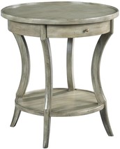 Side Table Woodbridge Gray Sahara Round Drawer Curved Legs Shelf - £1,365.84 GBP