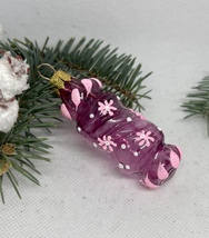 Candy transparent purple and pink glass XMAS handmade ornament, XMAS decoration - £8.84 GBP