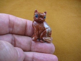 (Y-CAT-35) red tan KITTY CAT gemstone carving love cats SOAPSTONE figuri... - £6.71 GBP