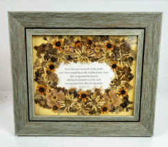 Dried Pressed Flowers Wall Art Handmade Bible Verse Scripture Isaiah 51:16 - £28.04 GBP