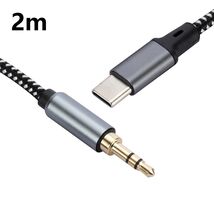 2m USB-C Male to 3.5mm Male Audio Adapter Cable Braided Headphone Car St... - $7.21