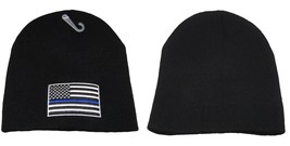 Thin Blue Line USA Flag Knit Skull Cap Hat Beanie Support Police Law Enf... - £12.56 GBP