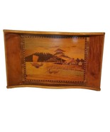 Antique Solid Wooden Serving tray w/ Marquetry VTG french Carved Art Dec... - $170.00