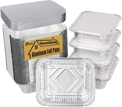 25 Pack 1 Lb/460 Ml Aluminum Disposable Cookware with Cardboard Lids-5.9&quot;×4.7&quot; - £12.29 GBP