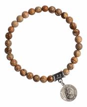 St. Francis Medal Bracelet - Picture Jasper Healing Stones (Brstfrancis) - $89.99