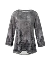 Women’s Gray Flower Boho Wide Sleeve Tunic Top Blouse 2XL - $20.57 CAD