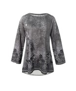 Women’s Gray Flower Boho Wide Sleeve Tunic Top Blouse 2XL - $285.59 MXN