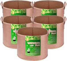 VIVOSUN 5-Pack 15 Gallons Grow Bags Heavy Duty Thickened Tan - £29.59 GBP