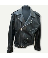 Himalaya Motor Bike Wear Men&#39;s 3XL 48 Black Leather Coat Jacket Motorcycle - £60.44 GBP