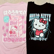 Hello Kitty Sanrio Size Large T-Shirt Lot - Pink Strawberry Milk Black L... - £18.00 GBP
