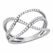 10kt White Gold Womens Round Diamond Open Strand Band Ring 1/3 Cttw - £292.18 GBP