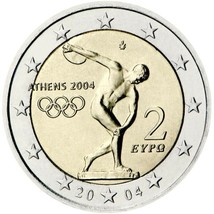 GREECE 2 EURO Commemorative Coin 2004 - Olympic Games in Athens. UNC - $8.99