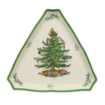 SPODE Vintage Christmas Tree 12&quot; Triangle Dish Serving Tray Holiday Decor  - £23.63 GBP
