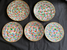 set of 5 antique Japanese Satsuma Thousand Faces Porcelain Plates - $118.55