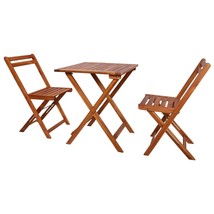 3 Piece Folding Bistro Set Solid Acacia Wood - £74.34 GBP