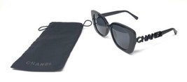 Chanel CH5422B c 501/T8 Polarized Sunglasses Polished Black w/Black Crystal Logo - £246.69 GBP