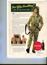 Vintage 1943 Coke Ad WW II Service Men Army Patriotism Coca Cola Canteen Rifle - £9.20 GBP