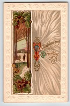Thanksgiving Day Holiday Postcard Heavy Embossed Borders JJ Marks Series 937 - £6.13 GBP