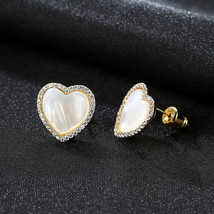 925 Silver Halo Simulated Diamond Heart Shell Stud Bridal Wedding Earring - £73.77 GBP