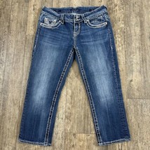 Vigoss DUBLIN CAPRI Womens Size 7/8 Blue Low Rise Crop Jeans Denim Pants 29x22 - £18.66 GBP