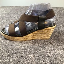 Boden Espadrille Sandals Womens Size 6.5 EU 37  Peep Toe Brown Wedge Shoes - £16.93 GBP