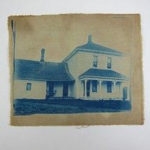 Cyanotype Photograph On Cloth White Farm House with Porch Antique 1800s - £39.14 GBP
