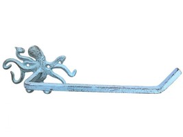 [Pack Of 2] Rustic Light Blue Cast Iron Octopus Toilet Paper Holder 11&quot; - £30.56 GBP