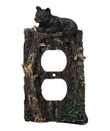 Set of 2 Rustic Forest Black Bears Climbing Tree Double Receptacle Outle... - €28,34 EUR