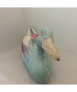 Vintage Wooden Decoy Duck Solid Wood Pastel White Washed Folk Art Home D... - $28.88 CAD