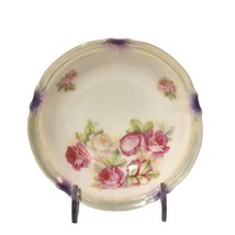 Vtg 1940s Bowl Porcelain Germany JSV Bavaria 6.5 in Roses Floral Purple Accents - £13.45 GBP