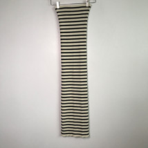 Zara Knit Skirt S Stripe Ivory Black Elastic Strech Straight Pencil Maxi Preppy - £18.52 GBP