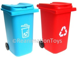 2 Trash Garbage Can &amp; Recycle Bin Lot GI Joe Adventure Team Playset Accessories - £15.97 GBP
