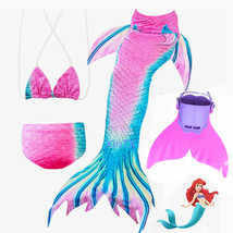 New 4Pcs Swimmable Mermaid Tail with Monofin Gift for Daughter Granddaug... - $32.99