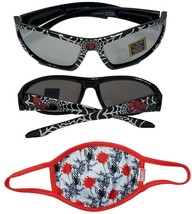 Marvel SPIDER-MAN 1Pair Sunglasses (3+) &amp; 1Pc. Re-Usable Cloth Face Mask... - £10.25 GBP