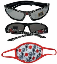 Marvel SPIDER-MAN 1Pair Sunglasses (3+) &amp; 1Pc. Re-Usable Cloth Face Mask (4+) - £10.17 GBP