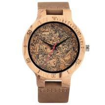 Handmade Wooden Quartz Wristwatch Men Creative Wood Watch Bamboo Wristwatch Brac - £25.65 GBP