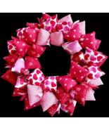 Full of Hearts Valentine&#39;s Day Sweet Fabric Handmade Wreath Door or Wall... - €43,56 EUR