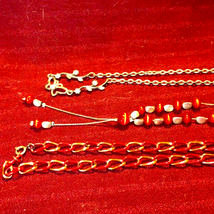 Beautiful VTG necklace trio lot~butterfly w/RHINESTONES~chain~Beaded Y n... - $31.68