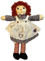 Primitive Raggedy Ann Doll Peggy Dement Soft Country Plaid Heart Buttons 23 inch - £32.47 GBP