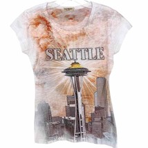 Sweet Gisele Seattle Embellished Space Needle Skyline Destination Tee Y2K - £16.18 GBP
