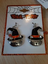 Witch Cat Earrings Trick or Treat Halloween wire earrings Cat Dangly NEW - £3.96 GBP