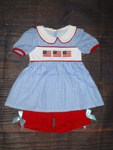 NEW Boutique 4th of July US Flag Embroidered Tunic Girls Shorts Outfit Set - £10.70 GBP