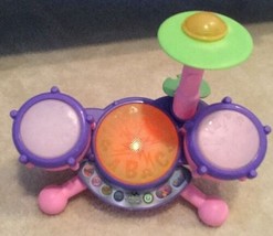 Kids Drum Set VTech Beat Pink Interactive Lights Sound Music Games Free Style - £12.01 GBP