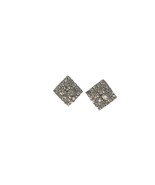 Rhinestone Clip On Earrings Vintage Silvertone Square Bling 54764 - £15.96 GBP