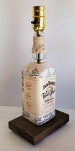 Jack Daniel&#39;s Winter Jack Whiskey Bar Bottle TABLE LAMP Lounge Light Wood Base - £40.90 GBP